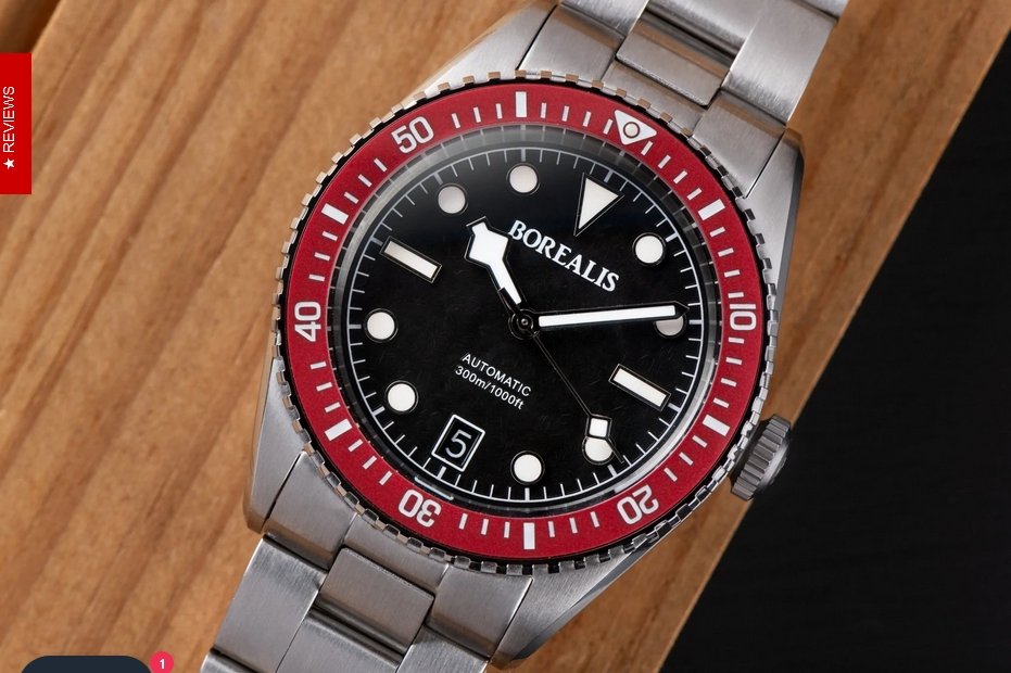 Borealis Bull Shark V2 Black Dial Red Ceramic Bezel Snow Flake