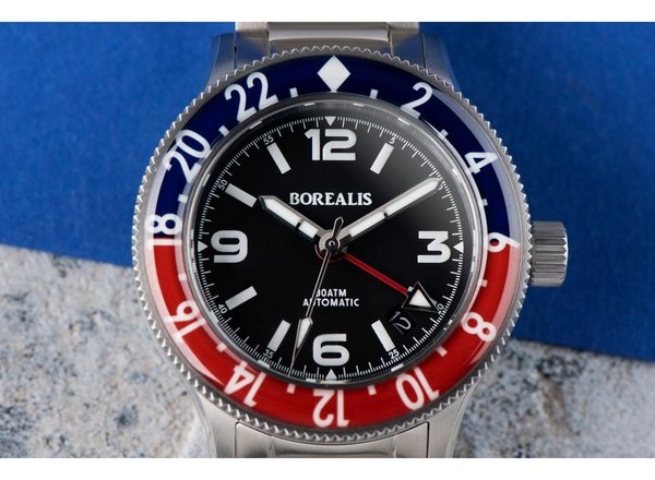 Borealis Sea Storm MK2 GMT Version AA Pepsi Bezel Date - Maple