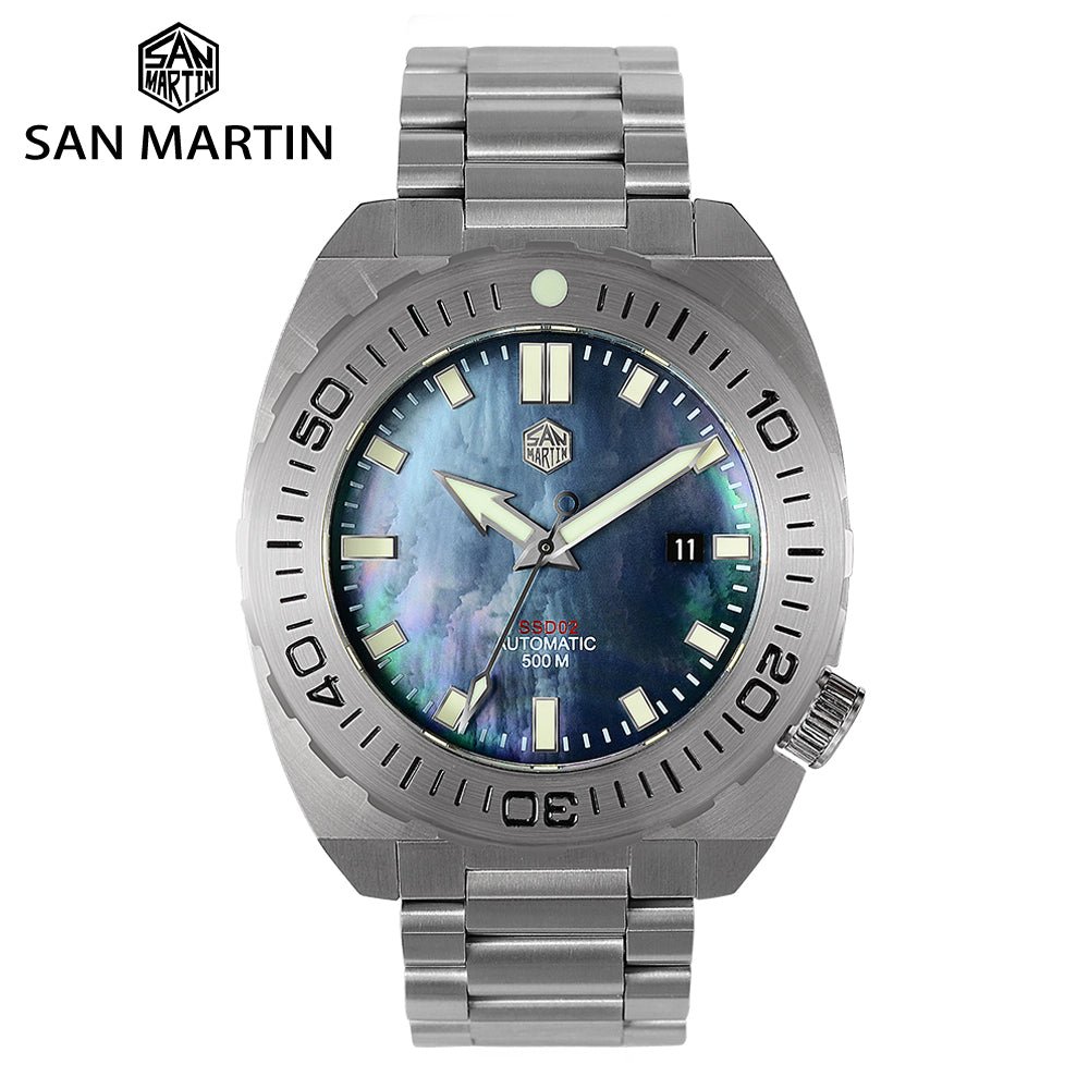 San Martin Men Dive Watch MOP Dial PT5000 Automatic Mechanical