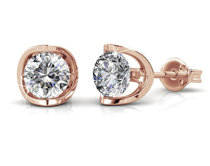 18k Rose Gold Plated Stud Earrings, Stunning 6mm Swarovski Crystals, Jewellery for Women, a Wonderful Gift for Her, Lovely Birthday or Mothers Day Gift, Comfortable Earrings for Every Day Wear - Maple City Timepieces