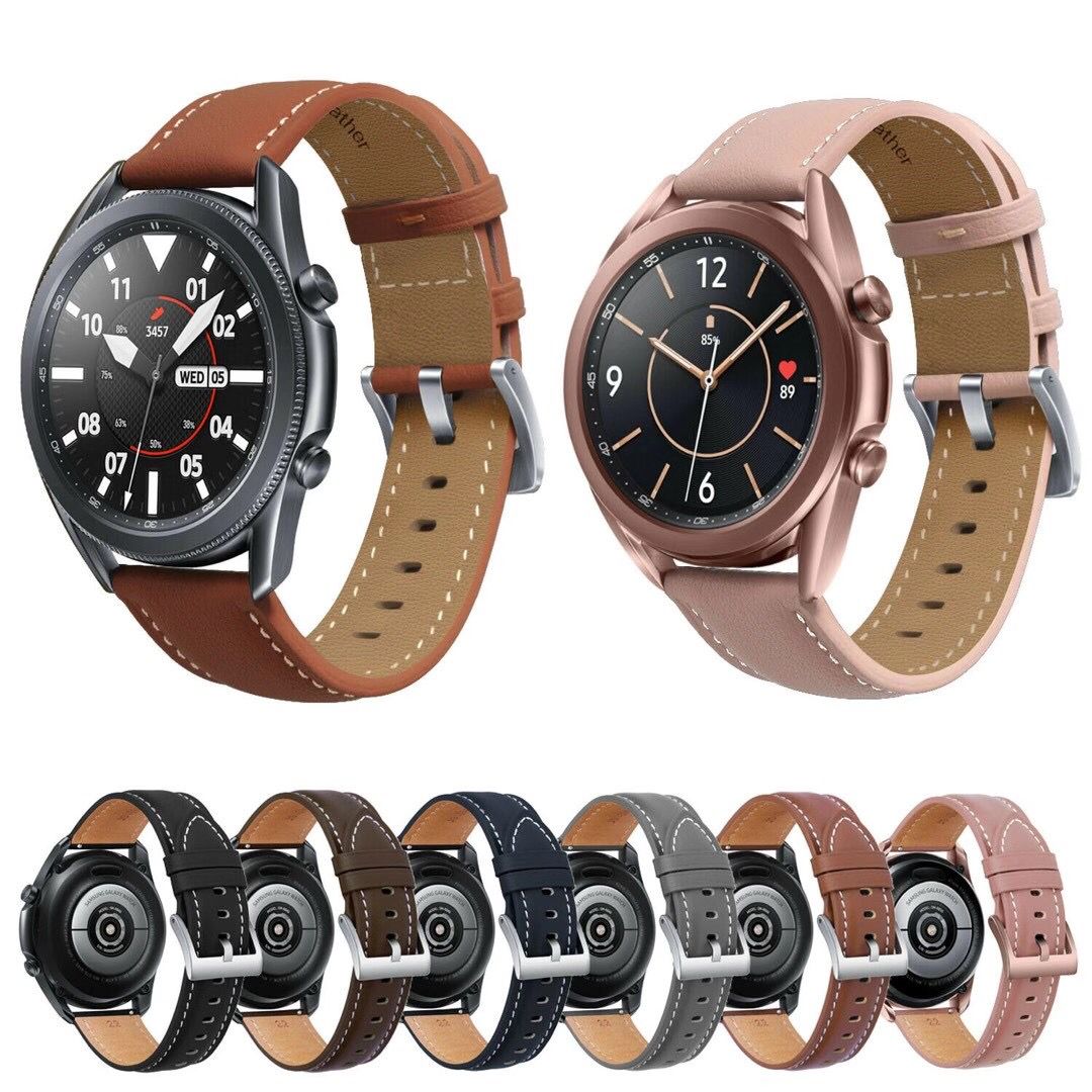 20 22mm Leather strap For Samsung galaxy watch 3 41mm 45mm Active2 Gear S3 Strap Bracelet For Huawei Watch 3/GT 2 Pro Watchband - Maple City Timepieces