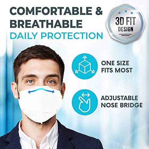 20 Pack Disposable Face Mask - Ships from Canada - 5-Ply with Ear Loop Face Protection (20 Count (Pack of 1)) - Maple City Timepieces