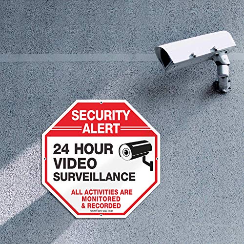2Pack Video Surveillance Sign, 10 x 10 Rust Free .040 Aluminum Security Warning Reflective Metal Signs, - Maple City Timepieces