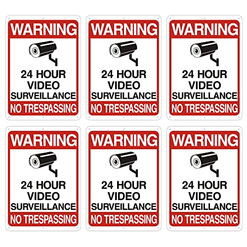 6 pcak Video Surveillance Sign,Aluminum Security Warning Reflective Metal Signs,25cm * 18cm,Rust Free,UV Protected & Waterproof - Maple City Timepieces