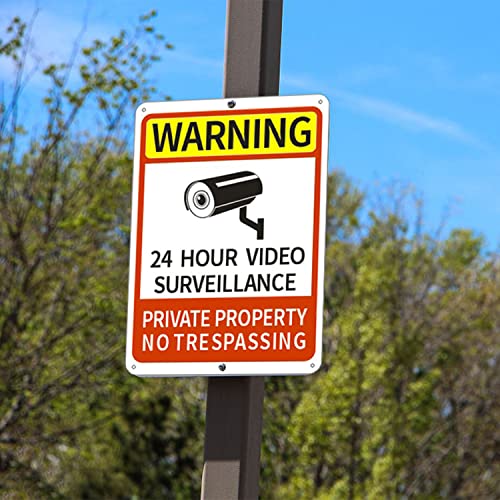 6 pcak Video Surveillance Sign,Aluminum Security Warning Reflective Metal Signs,25cm * 18cm,Rust Free,UV Protected & Waterproof - Maple City Timepieces