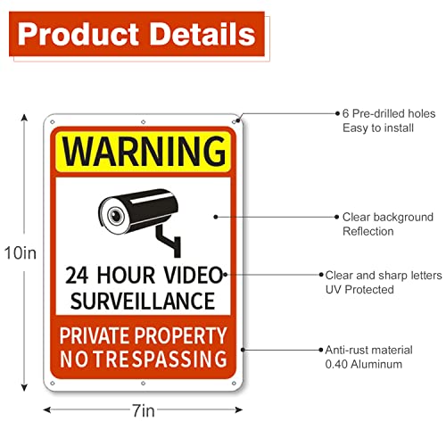 6 pcak Video Surveillance Sign,Aluminum Security Warning Reflective Metal Signs,25cm * 18cm,Rust Free,UV Protected & Waterproof - Maple City Timepieces