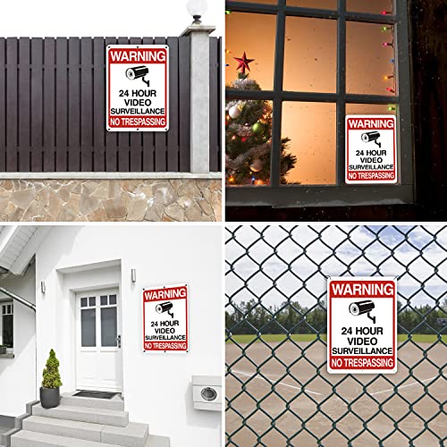 6 pcak Video Surveillance Sign,Aluminum Security Warning Reflective Metal Signs,25cm * 18cm,Rust Free,UV Protected & Waterproof - Maple City Timepieces