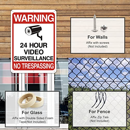 6 pcak Video Surveillance Sign,Aluminum Security Warning Reflective Metal Signs,25cm * 18cm,Rust Free,UV Protected & Waterproof - Maple City Timepieces