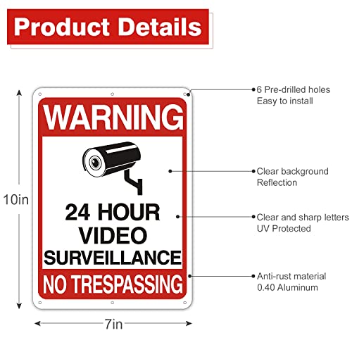 6 pcak Video Surveillance Sign,Aluminum Security Warning Reflective Metal Signs,25cm * 18cm,Rust Free,UV Protected & Waterproof - Maple City Timepieces