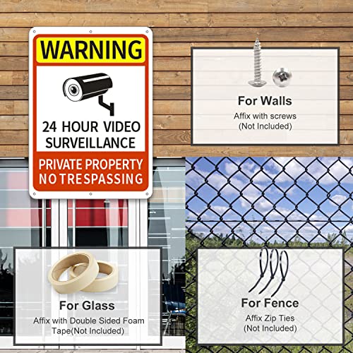 6 pcak Video Surveillance Sign,Aluminum Security Warning Reflective Metal Signs,25cm * 18cm,Rust Free,UV Protected & Waterproof - Maple City Timepieces