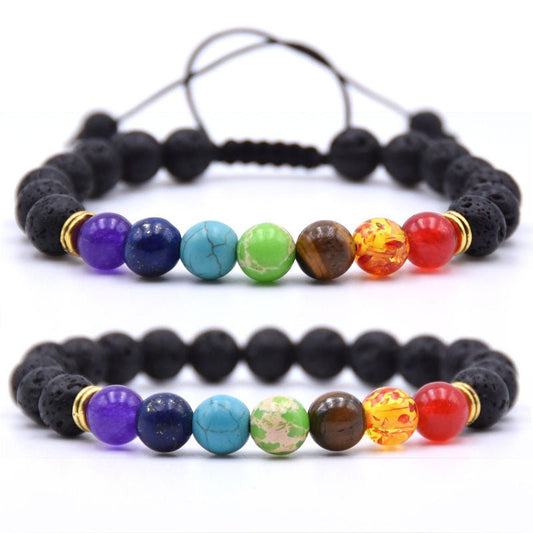 7 Chakra Charms Lava Rock Bracelets For Men Women Essential Oils Diffuser Natural stone Beads Chain Fashion handmade Jewelry - Maple City Timepieces