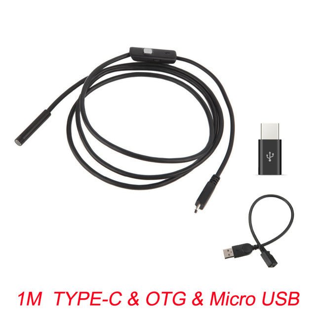 7mm Endoscope Camera Flexible IP67 Waterproof Micro USB Inspection Borescope Camera for Android PC Notebook 6LEDs Adjustable - Maple City Timepieces