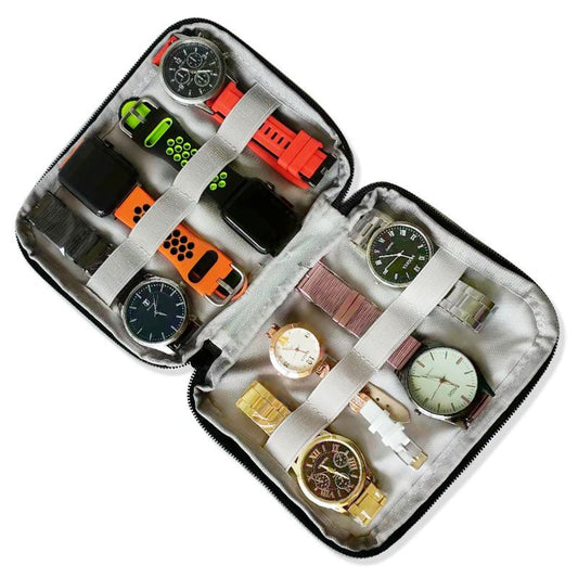 8 Slot Watch Organizer Box Gray Watch Storage Case Pouch Double Layer Watch Band Organizer Smart electric watch Holder Bag box - Maple City Timepieces