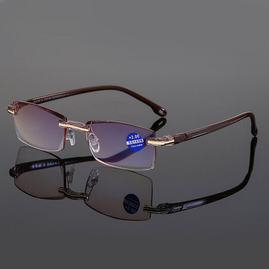 Ahora Anti Blue Light Blocking Rimless Reading Glasses Women Men Square Frameless Presbyopic Glasses Diopters +1.0 1.5 2 2.5 4.0 - Maple City Timepieces