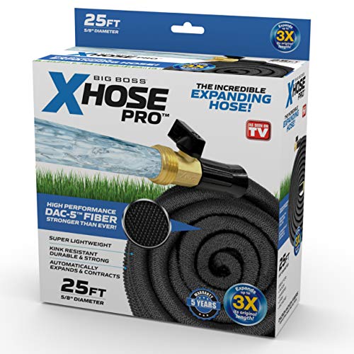 Big Boss Xhose Pro Expandable Garden Hose Lightweight Flexible Garden Water Hose Heavy Duty with Solid Brass Fittings-Kink Free- As Seen On TV - 25', Black (1255) - Maple City Timepieces