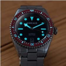 Borealis Bull Shark V2 Black Dial Red Ceramic Bezel Snow Flake Hands Date Miyota 9015 BBSV2BD - Maple City Timepieces