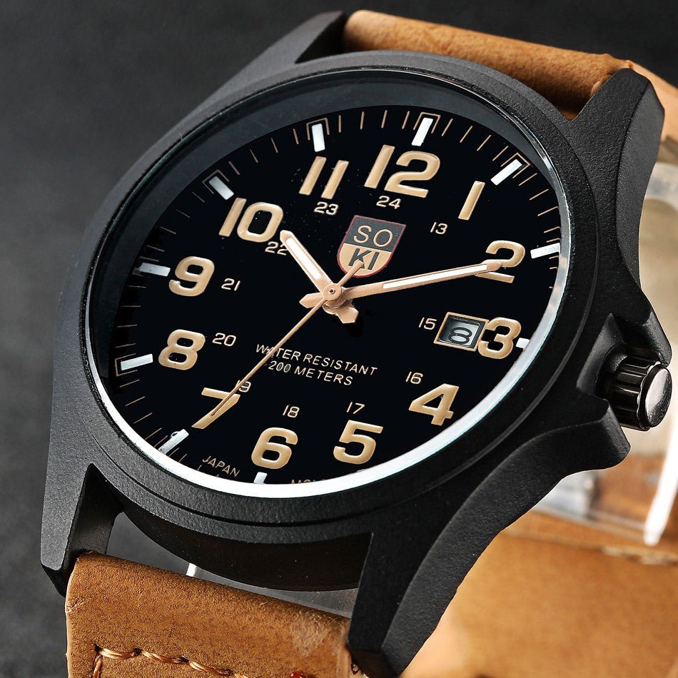Brand Sport Military Watches Fashion Casual Quartz Watch Leather Analog Men 2020 New SOKI Luxury Wristwatch Relogio Masculino - Maple City Timepieces