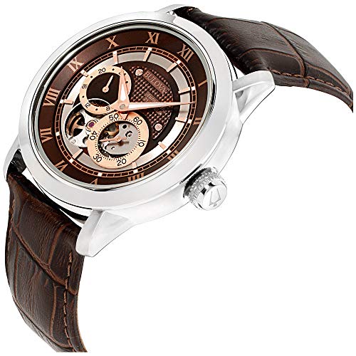 Bulova 96A120 Men's Mechanical Automatic Watch with Brown Dial and Leather Strap - Maple City Timepieces