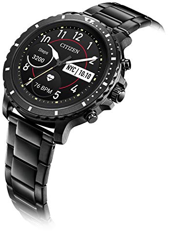 Citizen CZ Smart Grey Plated Silicone Strap Stainless Steel Smartwatch Touchscreen, Heartrate, GPS, Speaker, Bluetooth, Notifications, iPhone and Android Compatible, Powered by Google Wear OS - Maple City Timepieces