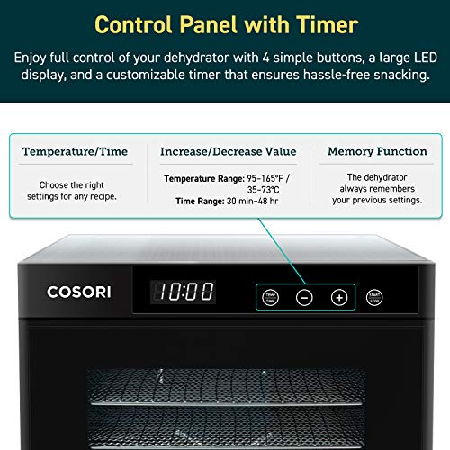 COSORI Food Dehydrator (50 Recipes), Temperature Control, 6 Stainless Steel Trays, Digital Control Panel, Dehydrator Food Dryer for Jerky, Meat, Herbs, and Fruit, ETL Listed - Maple City Timepieces