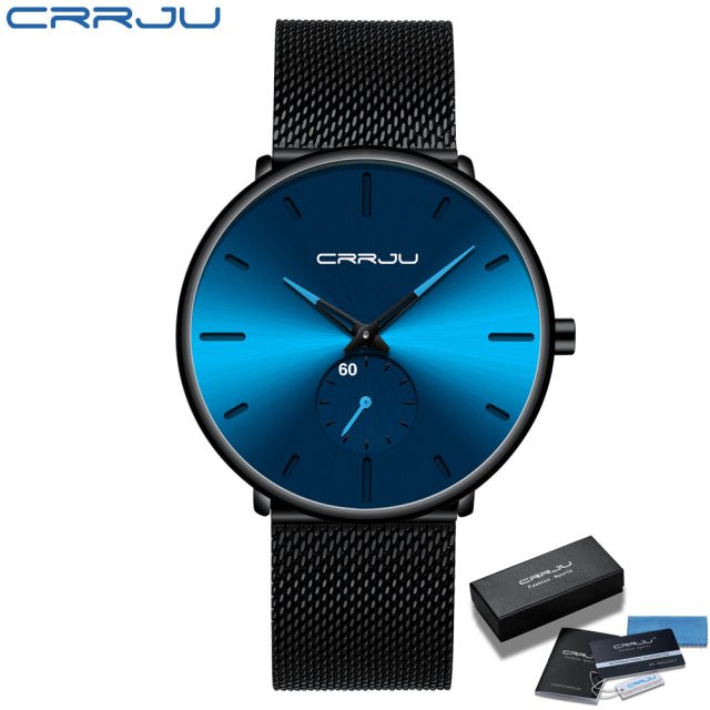 CRRJU Fashion Mens Watches Top Brand Luxury Quartz Watch Men Casual Slim Mesh Steel Waterproof Sport Watch Relogio Masculino - Maple City Timepieces