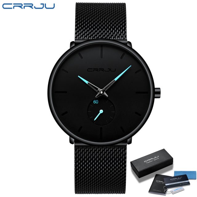 CRRJU Fashion Mens Watches Top Brand Luxury Quartz Watch Men Casual Slim Mesh Steel Waterproof Sport Watch Relogio Masculino - Maple City Timepieces