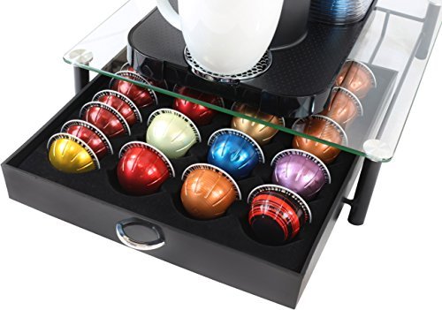 DecoBros Vertuo Pod Holder VertuoLine Drawer Storage for Nespresso Coffee Capsules, Crystal Tempered Glass - Maple City Timepieces