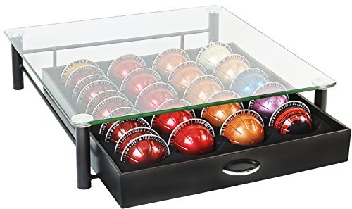 DecoBros Vertuo Pod Holder VertuoLine Drawer Storage for Nespresso Coffee Capsules, Crystal Tempered Glass - Maple City Timepieces