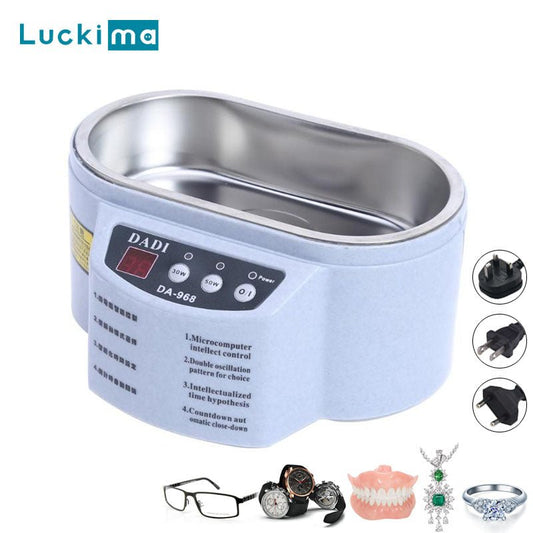 Double Powers Ultrasonic Jewelry Cleaner Bath for Watches Contact Lens Glasses Denture Teeth Electric Makeup Razor Brush Cleaner - Maple City Timepieces