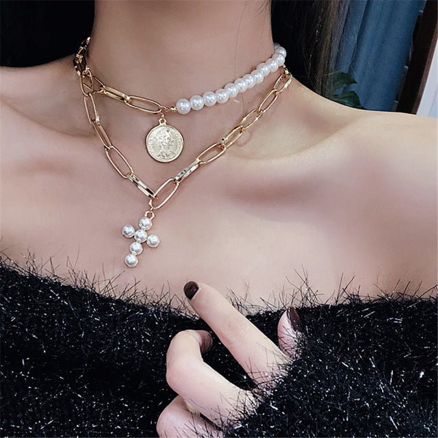 Elegant Big White Imitation Pearl Choker Necklace Clavicle Chain Fashion  Necklace For Women Wedding Jewelry Collar