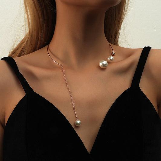 Elegant Big White Imitation Pearl Choker Necklace Clavicle Chain Fashion Necklace For Women Wedding Jewelry Collar 2021 New - Maple City Timepieces