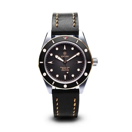 ESCUDO - Preto e Bronze - 39mm - Leather - Maple City Timepieces