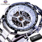 Forsining 2021 Stainless Steel Waterproof Mens Skeleton Watches Top Brand Luxury Transparent Mechanical Sport Male Wrist Watches - Maple City Timepieces