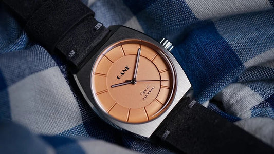 GANE -Automatic Sandy Salmon on Leather Strap SKU: C1L - Maple City Timepieces