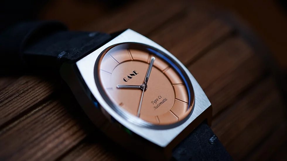 GANE -Automatic Sandy Salmon on Leather Strap SKU: C1L - Maple City Timepieces