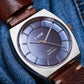 GANE -C2 Automatic Brushed Blue on Leather Strap - Maple City Timepieces