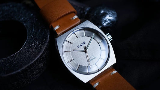 GANE - C3 Automatic Steely Silver on Leather Strap - Maple City Timepieces