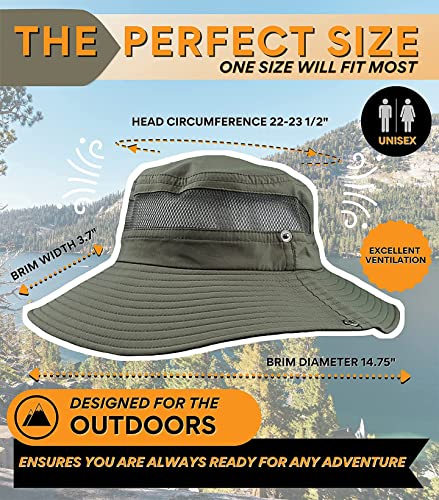 GearTOP Fishing Hat and Safari Cap with Sun Protection - Premium Hats for Men and Women (Army Green, 7-7 1/2) - Maple City Timepieces