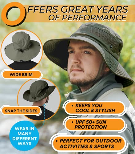 GearTOP Fishing Hat and Safari Cap with Sun Protection - Premium Hats for Men and Women (Army Green, 7-7 1/2) - Maple City Timepieces