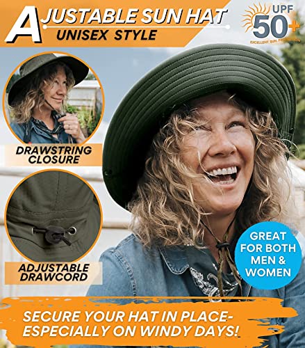 GearTOP Fishing Hat and Safari Cap with Sun Protection - Premium Hats for Men and Women (Army Green, 7-7 1/2) - Maple City Timepieces