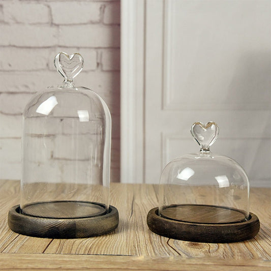 Glass Dome Bell Jar Cloche Display Jar With Wooden Base Dust Cover Home Decor Bedroom Desk Ornaments For Home Christmas Party - Maple City Timepieces