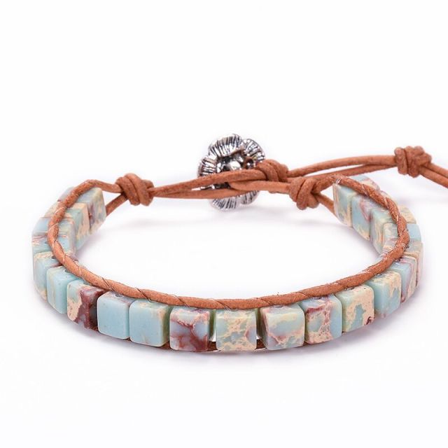 Handmade Natural Stone Boho Yoga Wrap Bracelet &amp; Bangle Tree of Life African Japser Braided Charm Bracelet Women Men Gift - Maple City Timepieces