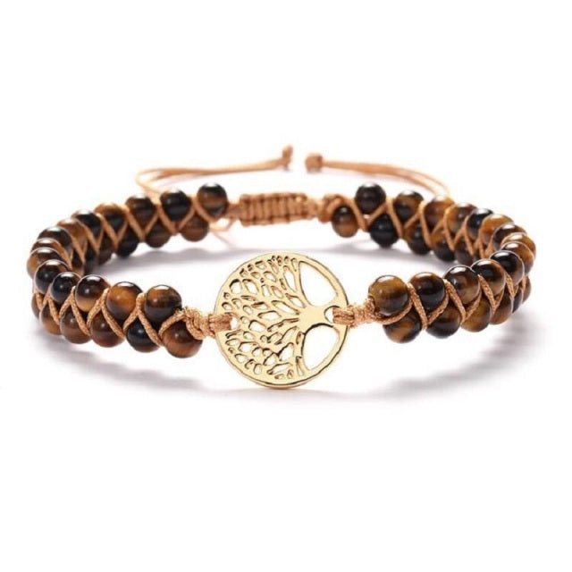 Handmade Natural Stone Boho Yoga Wrap Bracelet &amp; Bangle Tree of Life African Japser Braided Charm Bracelet Women Men Gift - Maple City Timepieces