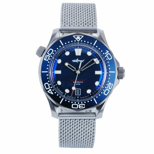 Heimdallr Watch Titanium Sea Ghost NTTD NH35 Automatic Mechanical C3 Luminous Steel Nylon White Black Dial 200M Dive Watches Men - Maple City Timepieces