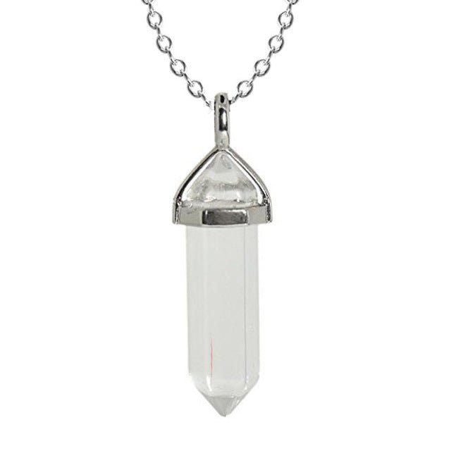 Hexagonal Pendulum Reiki column necklace natural Stone crystal pendant Stone Pendant Necklace for Women men jewelry Amulet - Maple City Timepieces