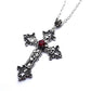 Large Detailed Cross Drill Pendant Jewel Necklace Silver Color Tone Gothic Punk Jewellery Fashion Charm Statement Women Gift(Red - Maple City Timepieces