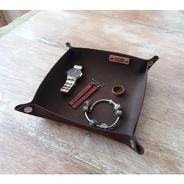 leather valet tray, catchall tray, storage tray - Maple City Timepieces