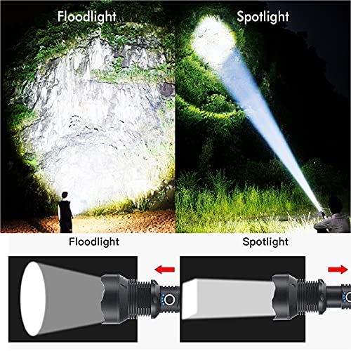 LED Flashlight Rechargeable, 90000 Lumens Super Bright Flashlight, Powerful LED Flashlight with 3 Modes Zoomable Charger, Waterproof Rechargeable Flashlight for Camping - Maple City Timepieces