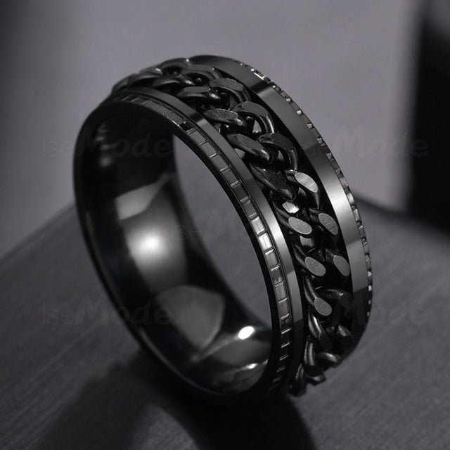 Letdiffery Cool Stainless Steel Rotatable Men Ring High Quality Spinner Chain Punk Women Jewelry for Party Gift - Maple City Timepieces