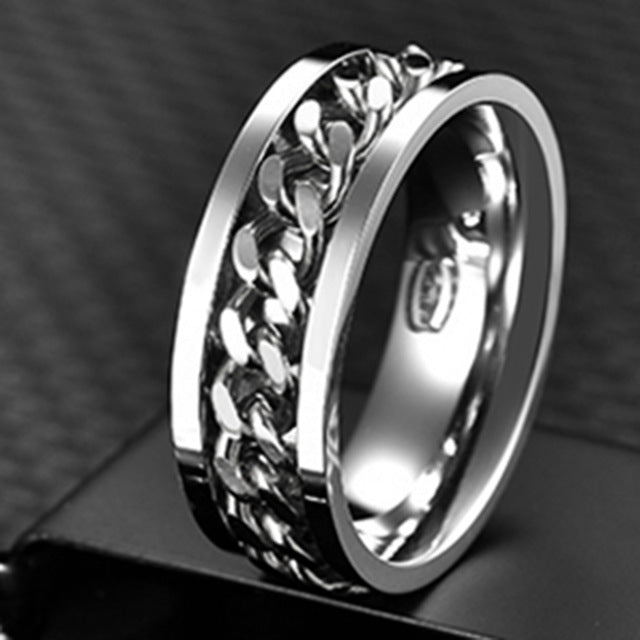 Letdiffery Cool Stainless Steel Rotatable Men Ring High Quality Spinner Chain Punk Women Jewelry for Party Gift - Maple City Timepieces